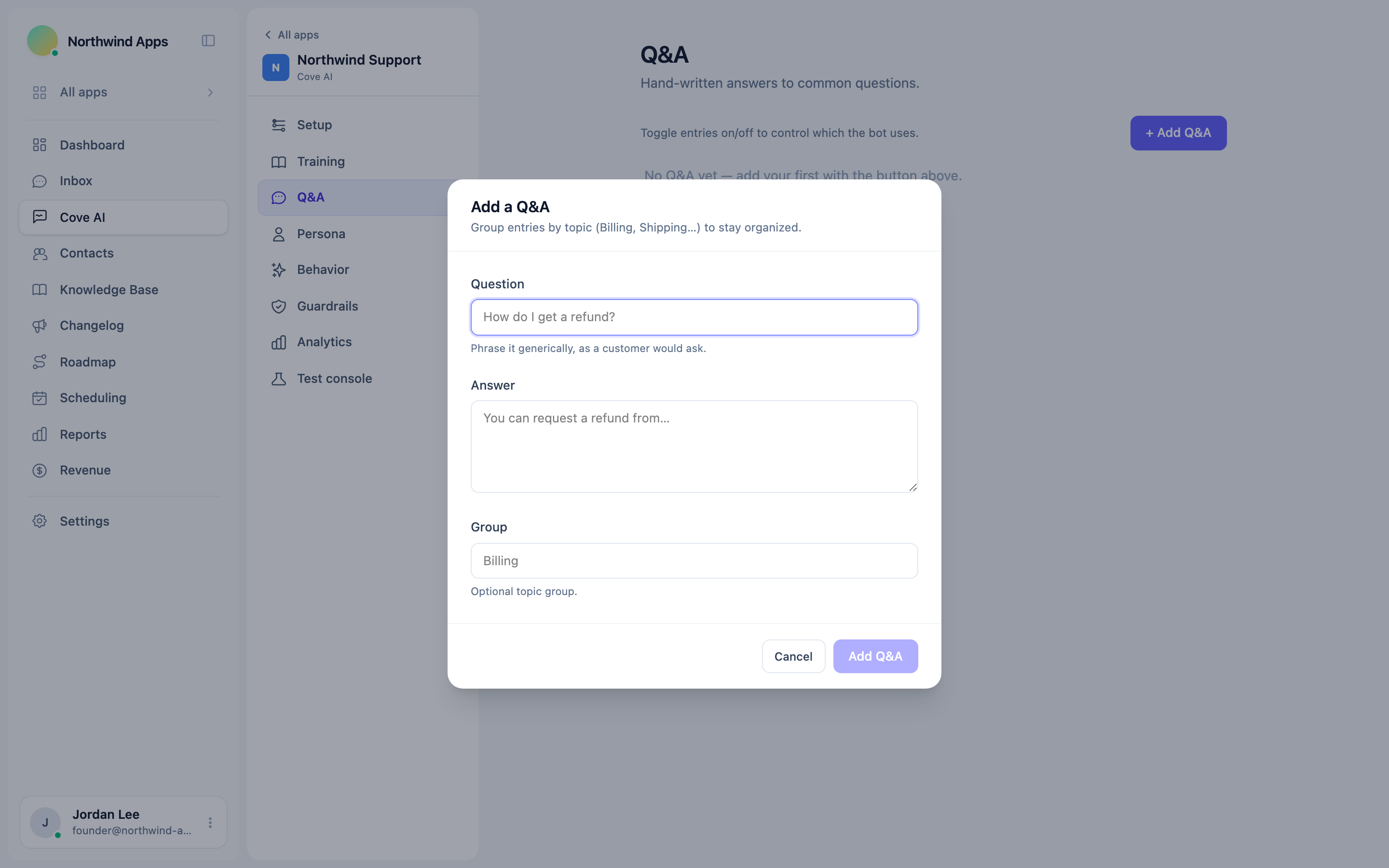 Adding a Q&A snippet