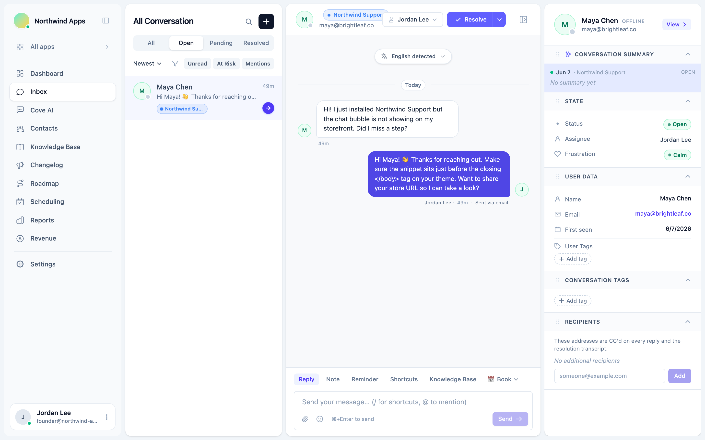 The Convot inbox layout