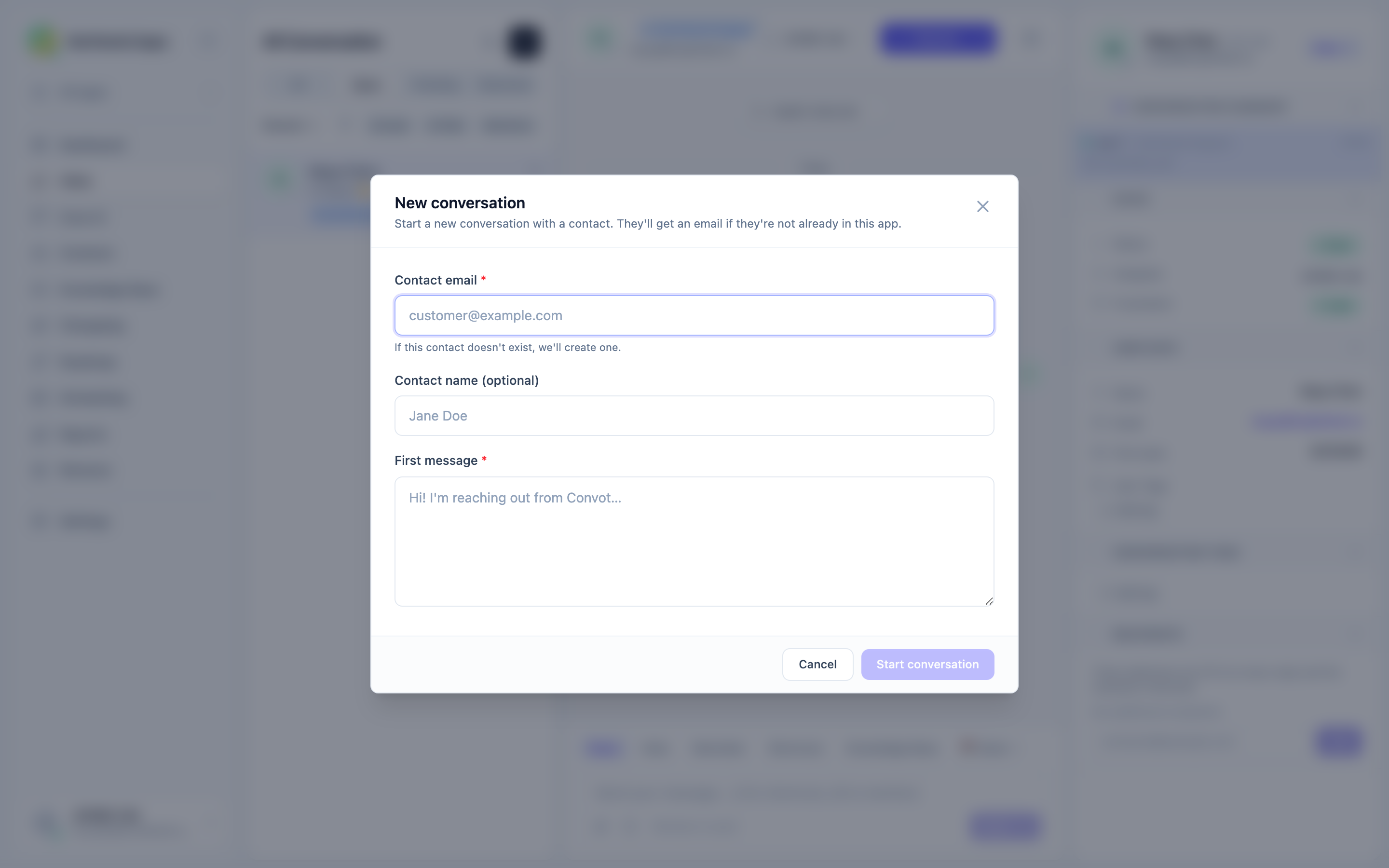 New conversation modal
