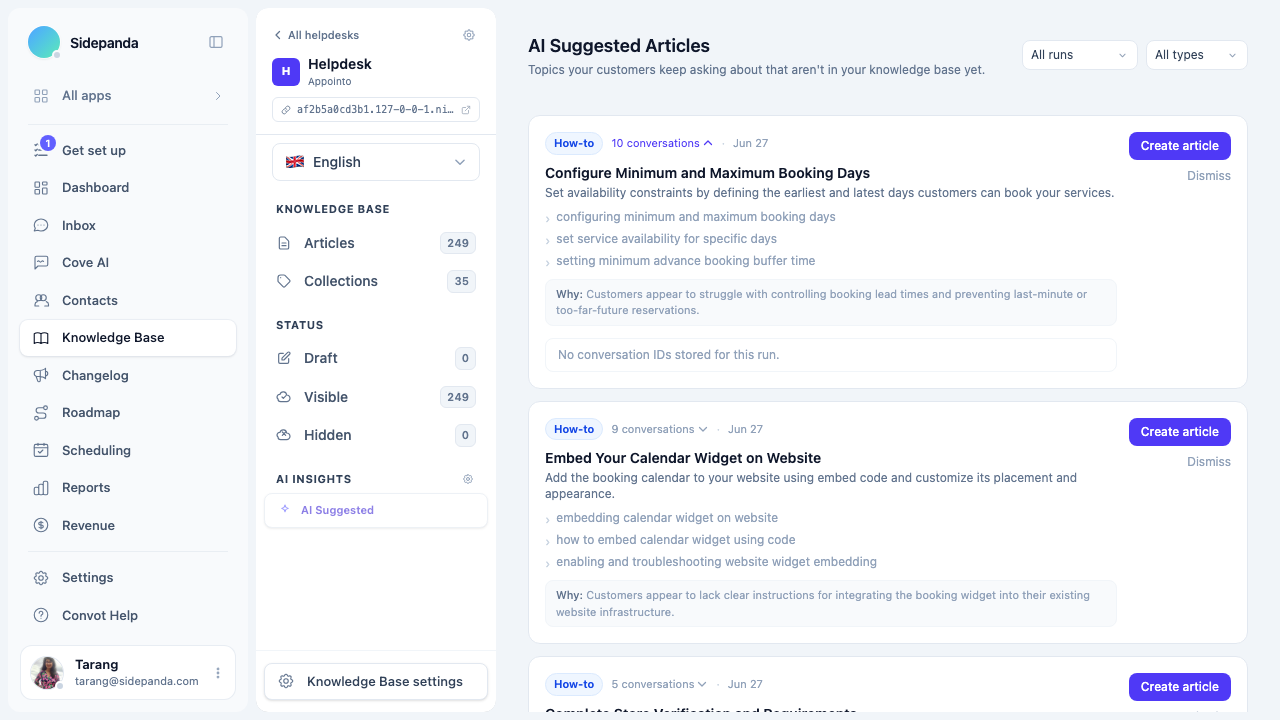 Conversation count expanded showing source conversations with contact names and message previews