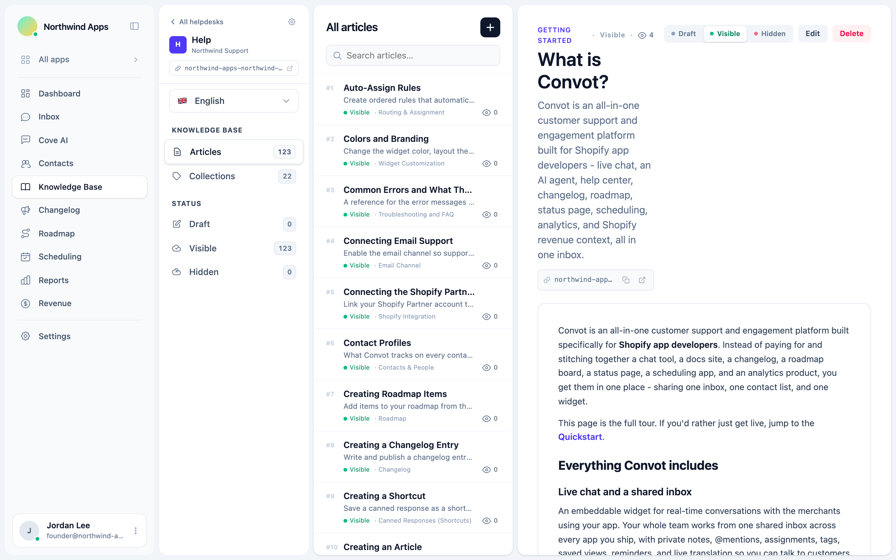 Creating an article in the knowledge base editor