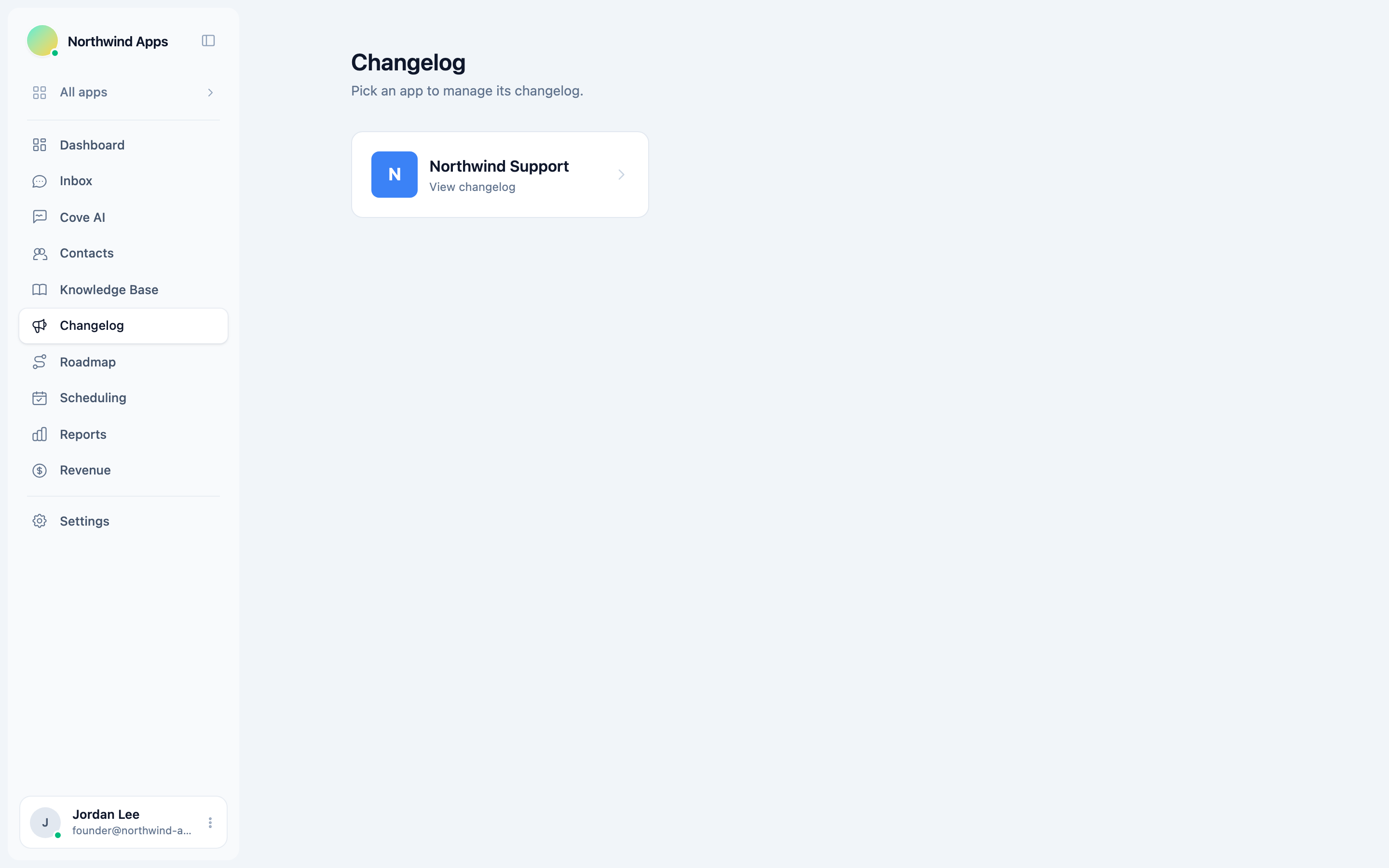 Changelog report tab