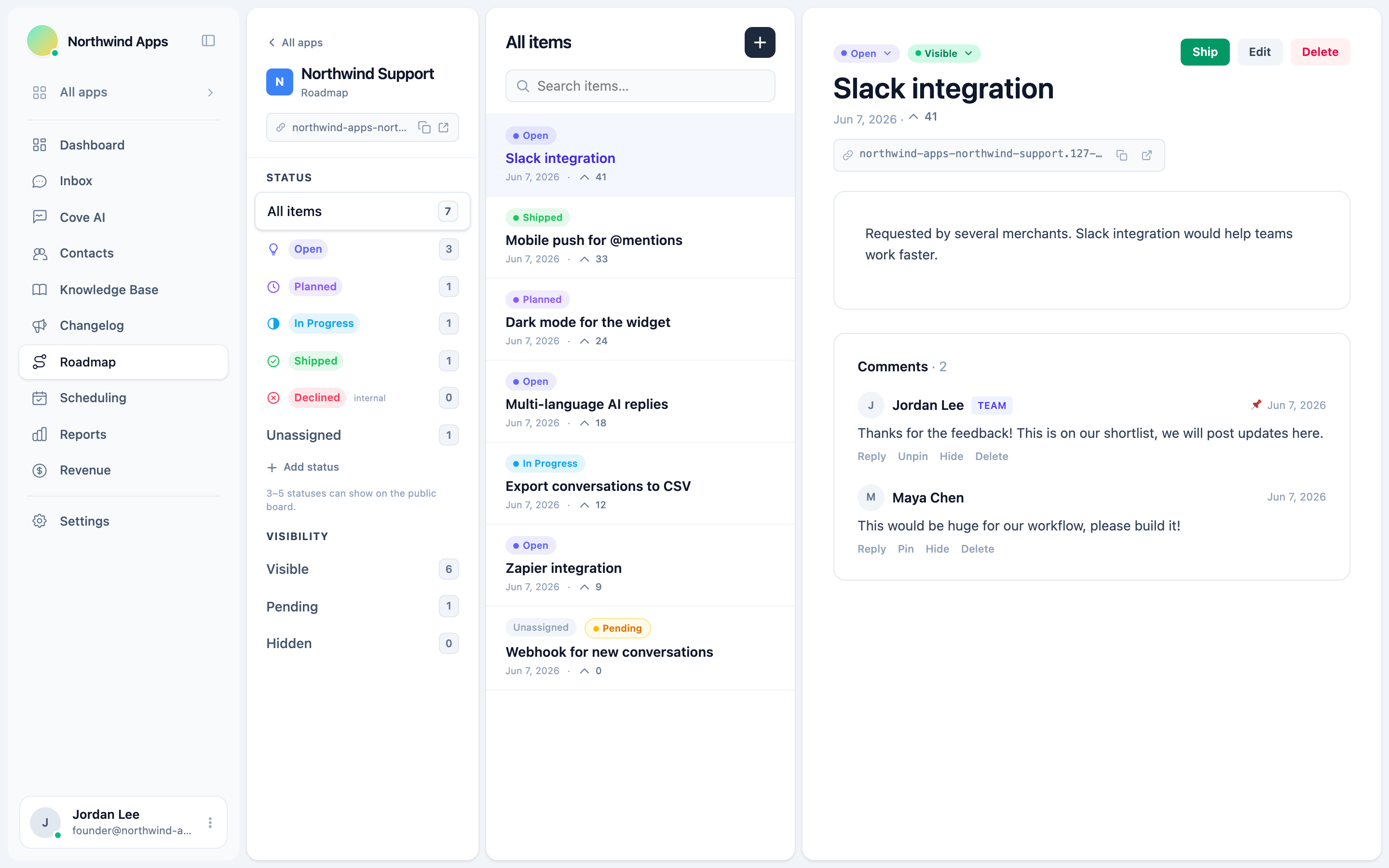 Comment management in admin