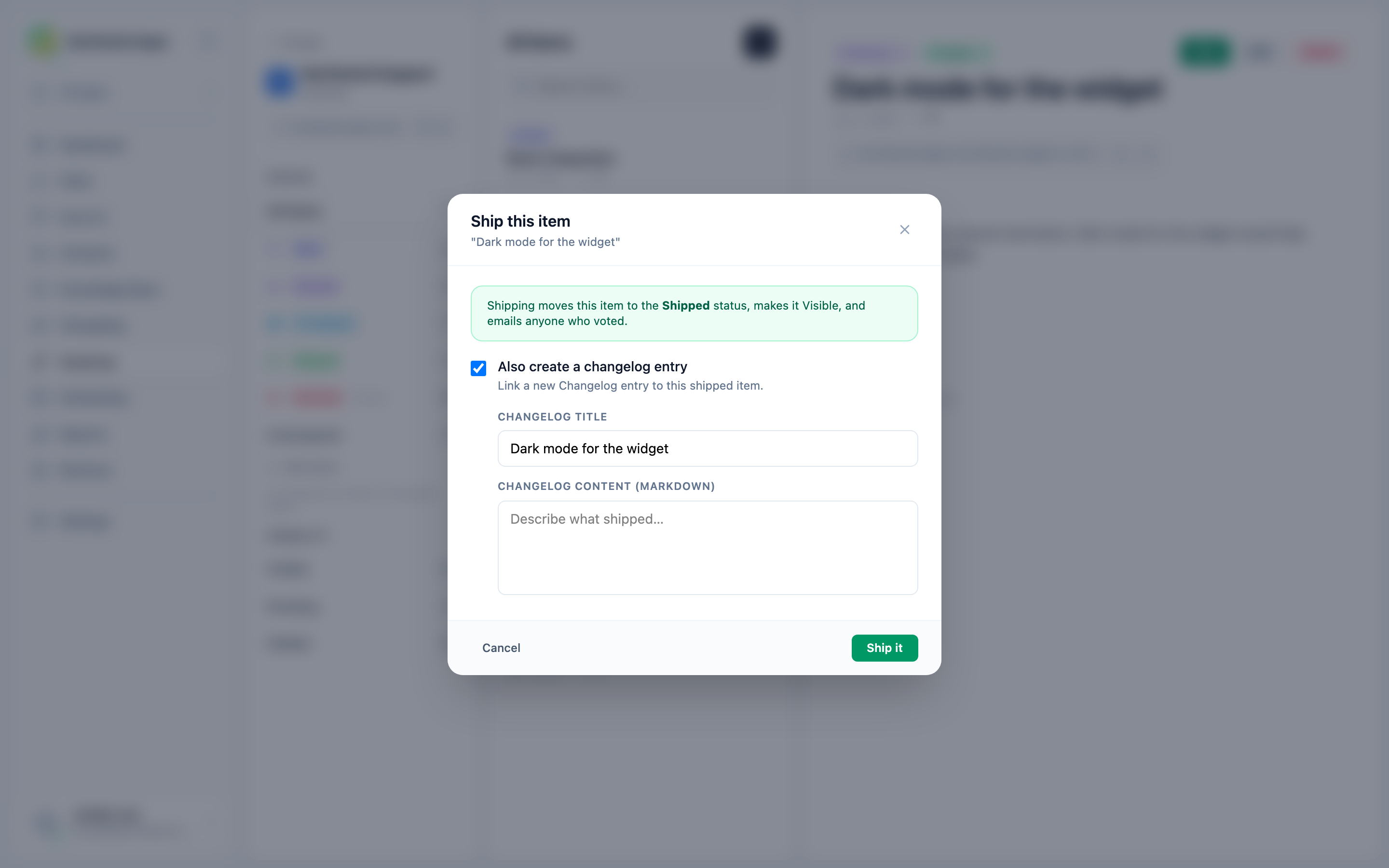 Ship modal