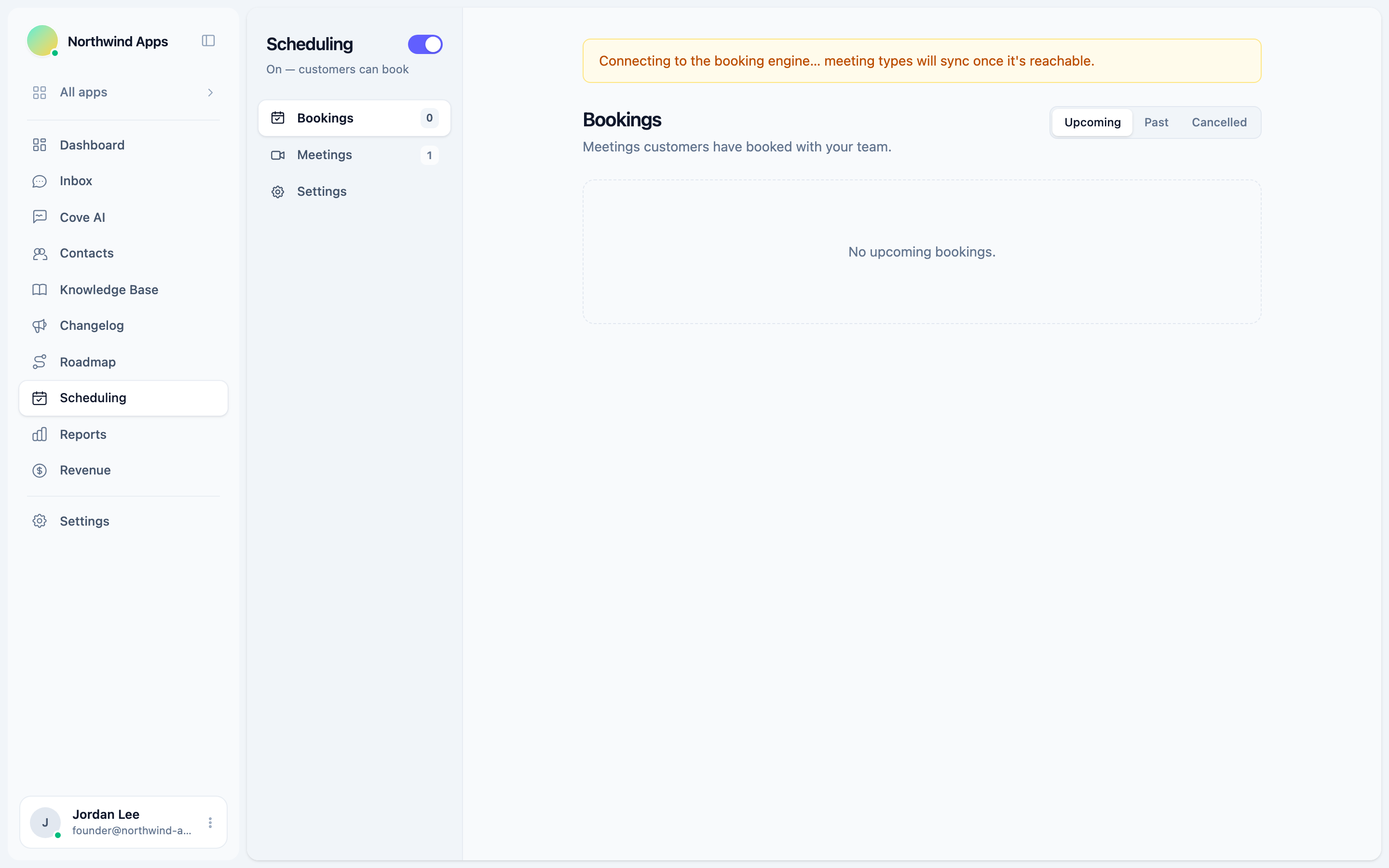 Bookings admin tab