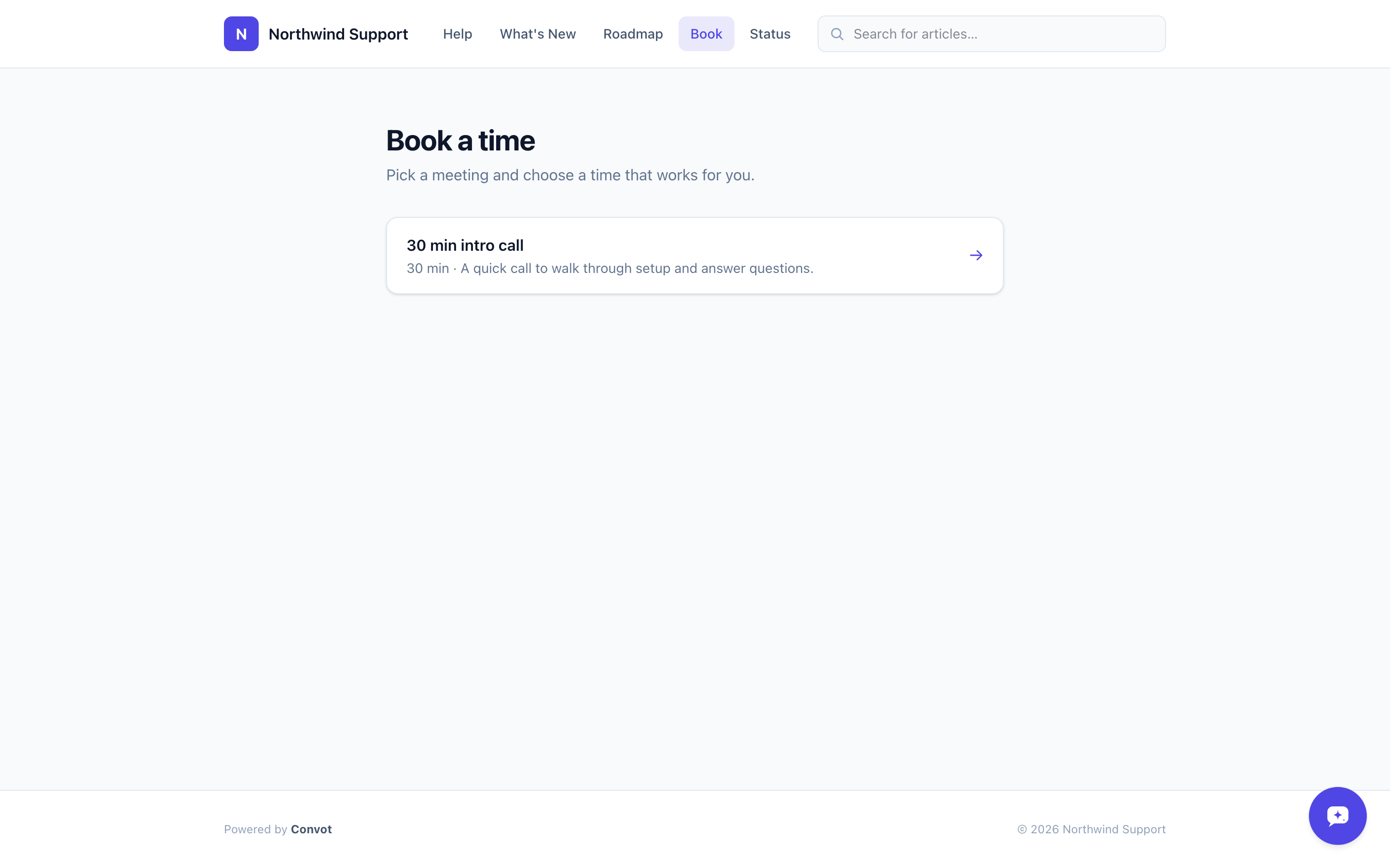 Public booking page