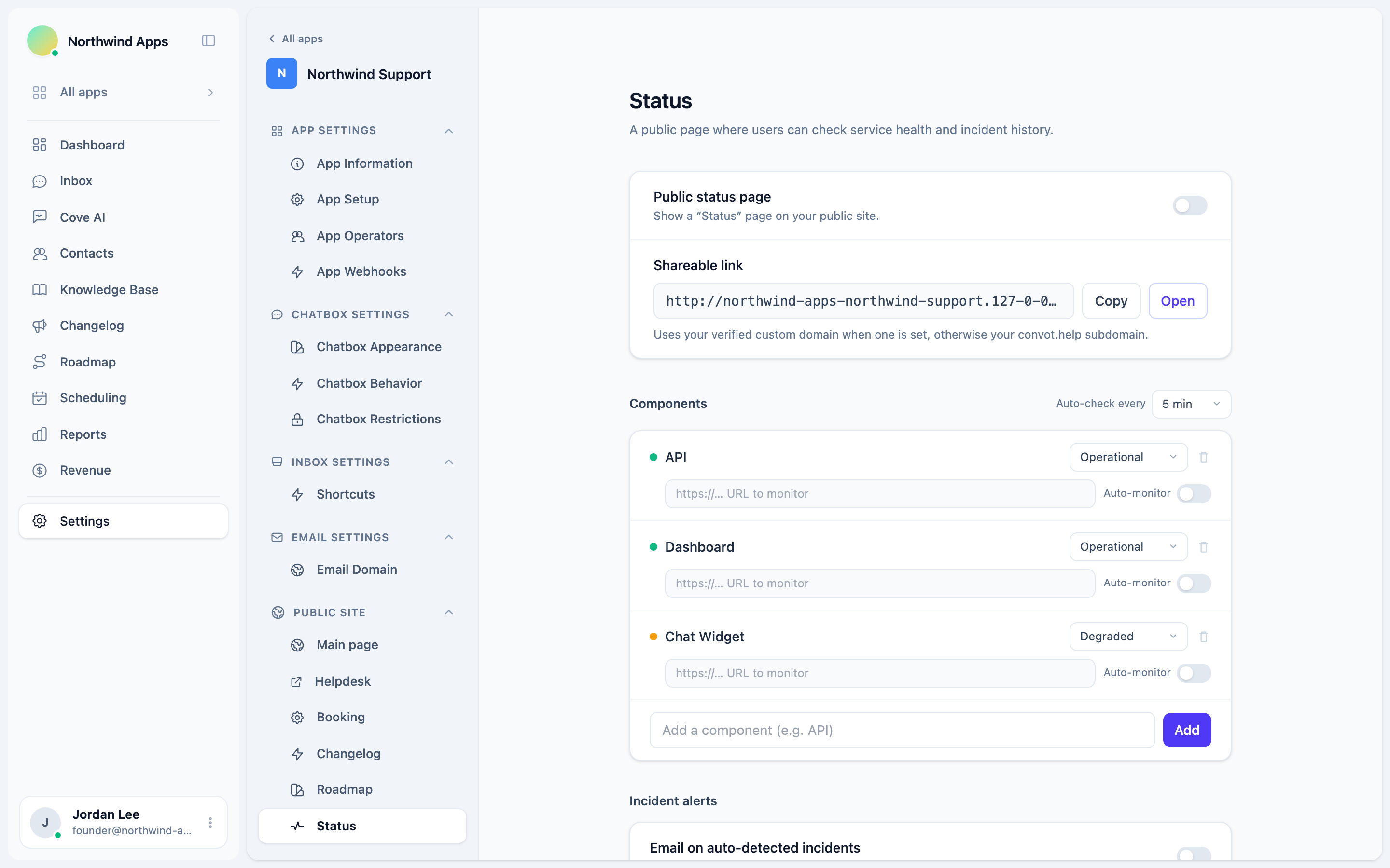 Adding status components