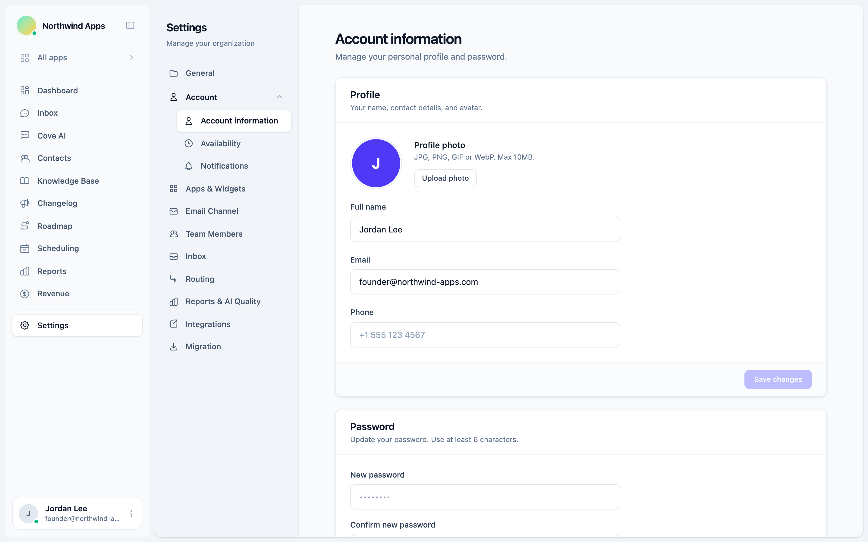 Account profile fields